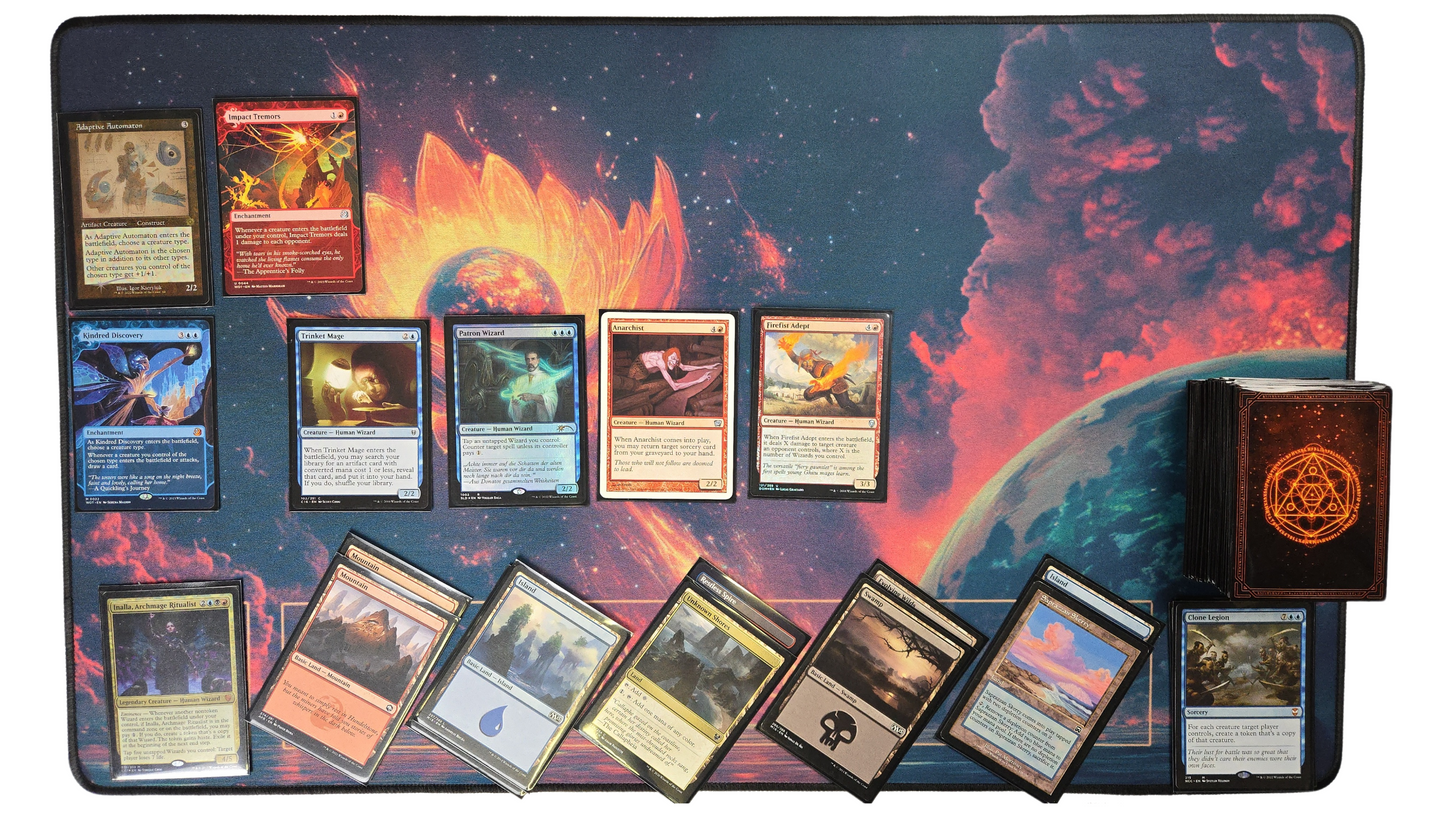 WizardWard Golden Meteor Lotus Play Mat for TCG & Board Games, MTG Zones, Durable Stitched Edges,